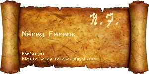 Nérey Ferenc névjegykártya